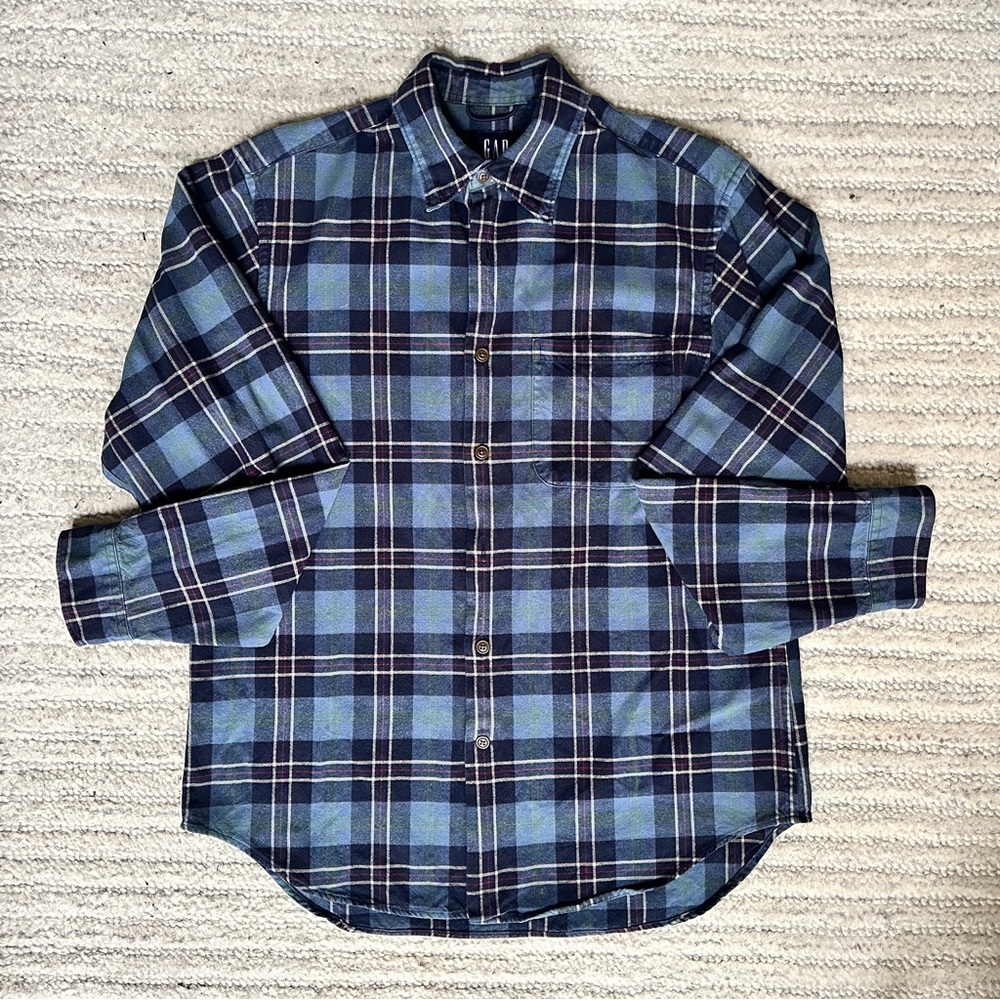 GAP Button Down Plaid Shirt Blue / Small SM